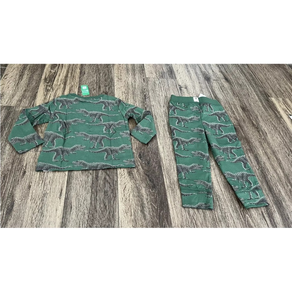GAP Toddler Green Long Sleeve Shirt and Pants Outfit Green Dino Pattern, Size 2T - Picture 7 of 10